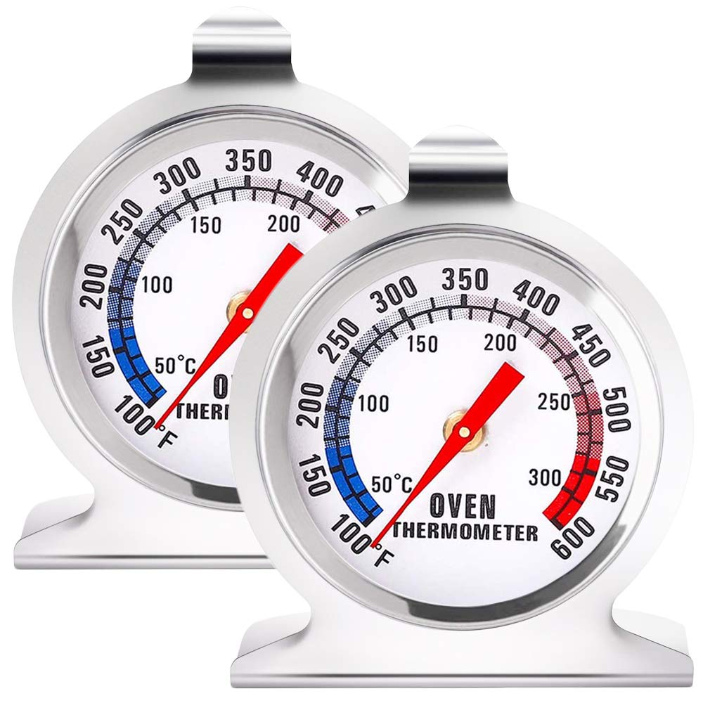 Ofenthermometer, Großes Zifferblatt, Doppelskala, 50-300°c/100-600°f, Geeignet Zum Grillen Und Backen, Kann Eingehängt Oder Freistehend Platziert Werden, Aus Robustem Stahl.