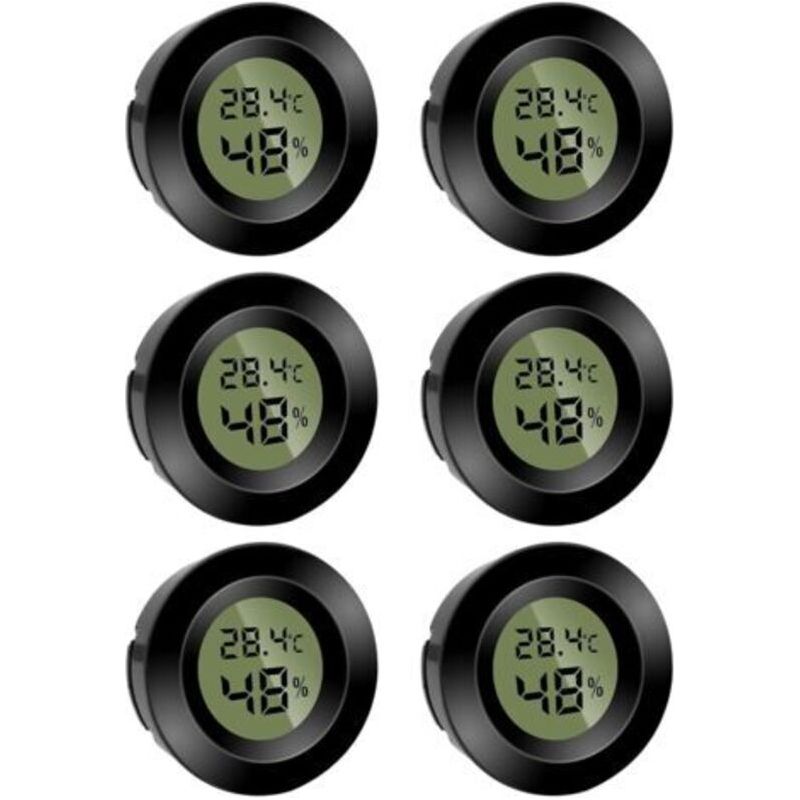 Ecleanfy – Set Mit 6 Mini-rundhygrometern – Hygrometer – Temperaturanzeige (°f) Oder Celsius (°c) – Für Innenräume Wie Büro Und Wohnzimmer – Batterien Enthalten