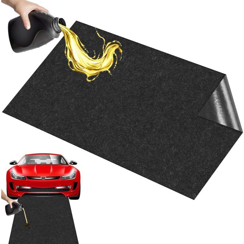 Ecleanfy – Hochleistungs-ölauffangmatte, 90 X 150 Cm, Für Motorrad, Garage, Auto, Werkstattbodenschutz, Absorbiert Altöl, Schwarz