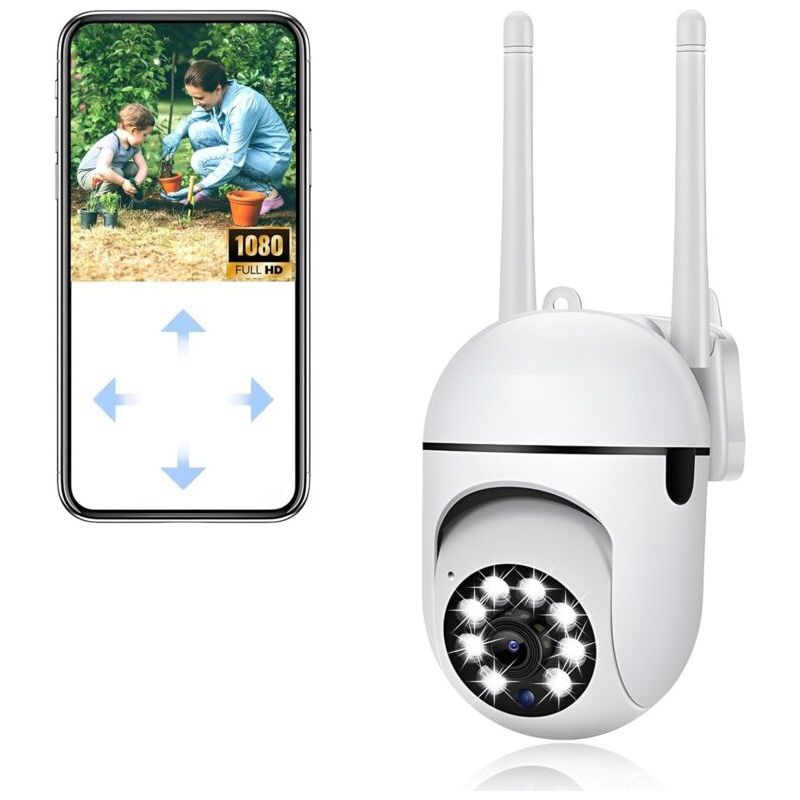 Ecleanfy Wlan-überwachungskamera Für Den Außenbereich, 1080p-sicherheitskamera Für Den Außenbereich, 360°-ptz-sicherheitskamera, Farbnachtsicht, Zwei-wege-audio, Automatische Verfolgung, Für Hunde/bab