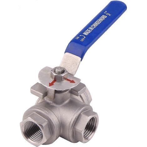 3-wege-kugelhahn, L-förmiger Sockel, Edelstahl 304, Innengewinde, Für Wasser, Öl Und Gas, Mit Vinyl-verriegelungsgriff (1 Zoll Npt) Kb 1/2 Zoll Npt