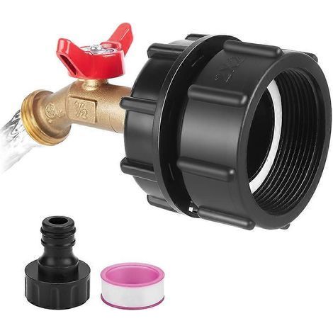 Adapter Für Ibc-tank, 2,36 Zoll Feingewinde Für Ibc-tanks Mit Einem Volumen Von 275 Bis 330 Gallonen, Anschlussstück Mit Messinggewindehahn.