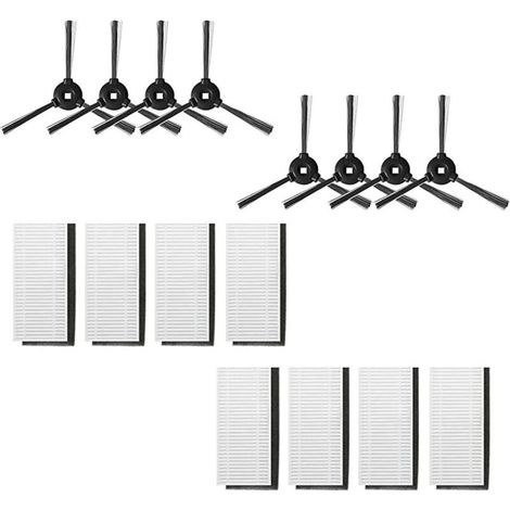 Kit D'Accessoires Pour Aspirateur Robot Lefant 8 Brosses Latérales Et 8 Filtres Hepa M200/m201/m520m/m501-a/m571/t700