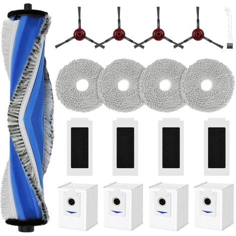 Fenoplastica18 Pièces Accessoires De Rechange Pour Ecovacs Deebot T30s / T30s Pro, Pièces Avec 1 Brosse Principale, 4 Sacs À Poussière, 4 Serpillières, 4 Filtres Hepa, 4 Brosses Latérales, 1 Brosse De