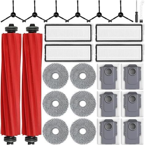 Fenoplastica26 Accessoires Pour Robots Aspirateurs Roborock Qrevo Pro/qrevo S/qrevo Maxv, 2 Brosses Principales 6 Sacs À Poussière 6 Chiffons 4 Filtres 6 Brosses Latérales 1 Brosse De Nettoyage 1 Tour