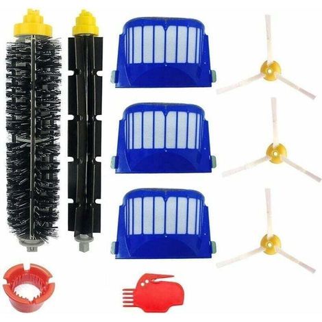 Fenoplasticakit Recharges Roomba Série 600 (10 Pièces), Compatible 605/615-695, Brosses + Filtres