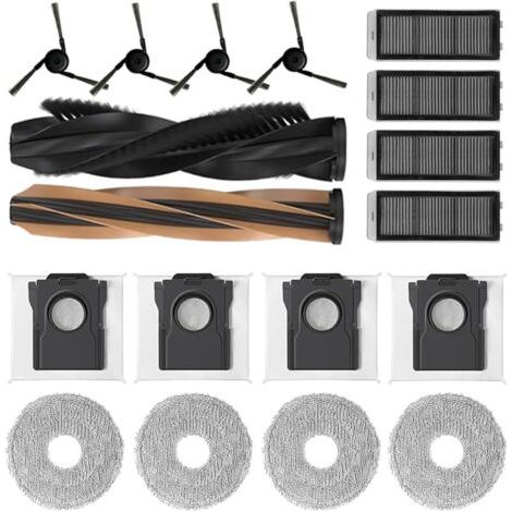 Fenoplasticaforehill Lot De 17 Accessoires Pour Dreame X50 Ultra Complete/x50 Ultra/l50 Pro Ultra/x50 Master, 1 Brosse Principale, 4 Filtres,4 Tampons,4 Brosses Latrales, 4 Sacs Poussire,pices De Rech
