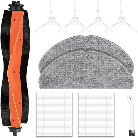 Fenoplasticaforehill Lot De 10 Accessoires Pour Robot Aspirateur Xiaomi S20, 1 Brosse Principale, 2 Tampons De Nettoyage, 2 Filtres Hepa, 4 Brosses Latérales, 1 Accessoire De Nettoyage