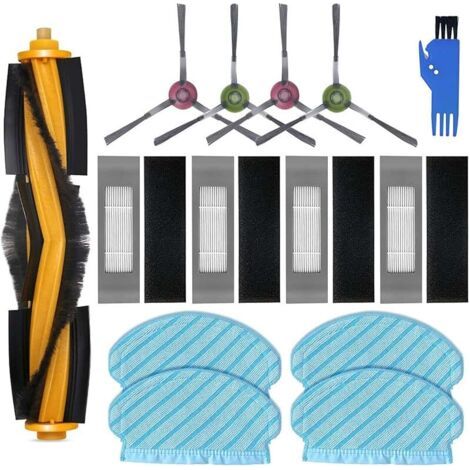 Fenoplasticaforehill Pices De Rechange Accessoires Compatibles Pour Yeedi 2 Hybrid, Pour Ecovacs Deebot Ozmo 950 920 N7 T5, 4 Filtres Hepa, 4 Brosses Latrales, 4 Chiffons Essuyage, 1 Brosse Rouleau