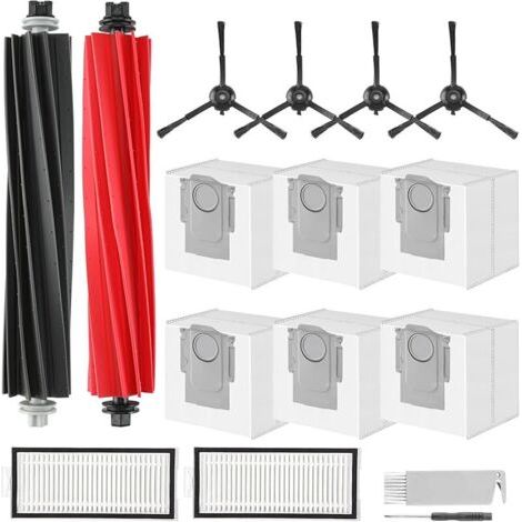 Fenoplasticaforehill Q5 Max+ Accessoires Pour Roborock Q5 Max+(plus),q5 Pro+,q8 Max+,q5 Duoroller+ Aspirateur,2 Brosses Principales, 2 Filtres Hepa,6 Sacs Poussire,4 Brosses Latrales,1 Brosse,1 Tourne