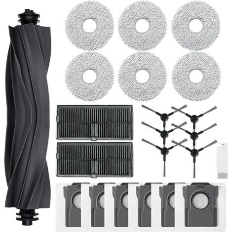 Fenoplasticaforehill22 Pcs Accessoires Pour Dreame L10s Ultra Gen 2/l10s Pro Ultra Heat/x30 Ultra/mova E30 Ultra Avec 1 Brosse Principale 6 Sac Aspirateur 6 Tampons Vadrouille 6 Brosses Latrales 2 Hep