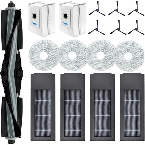 Fenoplasticaforehilllot De 17 Accessoires De Rechange Pour Aspirateur Ecovacs Deebot X2 / X2 Omni / X2 Pro / Dex86, 1 Brosse Principale, 6 Brosses Latrales, 4 Filtres Hepa, 2 Sacs Poussire, 4 Chiffons