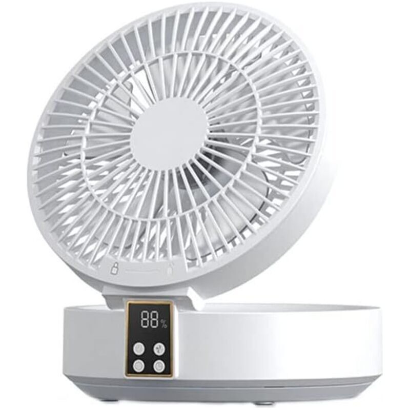 Extrem Leistungsstarker Und Leiser, Tragbarer, Per Usb Aufladbarer Tischventilator Mit 1000 Mah Akku, 120° Rotation, Led, Fernbedienung, Timer Und 3 Geschwindigkeitsstufen.