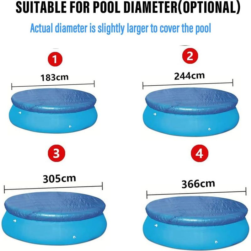 Poolabdeckung, Runde Poolschutzabdeckung, Robuste Staubdichte Abdeckung Für Aufstellpools (366 Cm (12 Fuß))