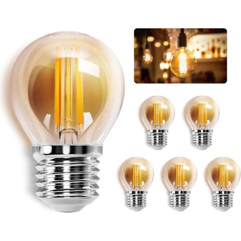 Ampoule Led À Filament E27, Blanc Chaud 2200 K, 6 W (équivalent 43 W), Ampoule Led Edison Vintage G45, Paquet De 6