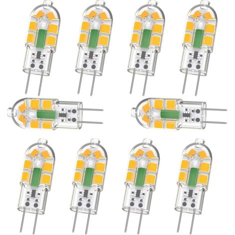 Ampoule G4, Ampoule G4 Led 2w 200lm, Équivalent 20w G4 Ampoule Halogène, Blanc Chaud 3000k, Ac/dc 12v, Sans Scintillement, Non Dimmable, Lot De 10