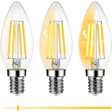 Ampoule Led E14 Bougie, 6w Ampoule Led Dimmable, Équivalent Incandescente 60w, 600lm Ampoule Led 2700k Blanc Chaud, Économie D'Énergie Pour Lustres, Lampes Murales,220v, Lot De 3 [classe Énergétique F