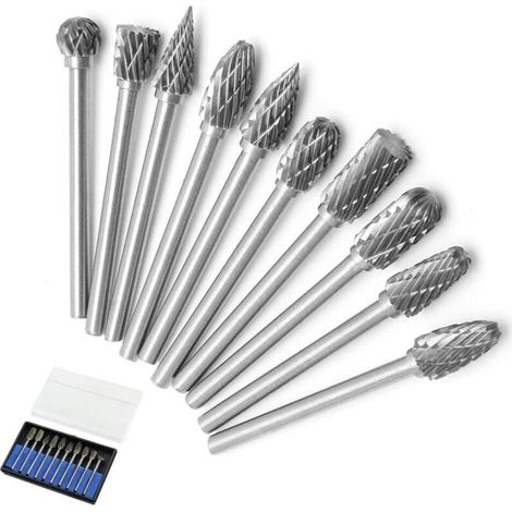 10pcs Fraises Rotatives En Carbure De Tungstène Burres, Fraise Metal Tête De Meulage Pour Outils Rotatifs Dremel, Meuleuse Et Travaux Du Bois, Gravure, Polissage Du Métal
