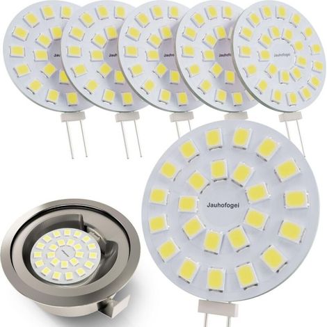 Ampoule Led G4 Ronde 12 Volts Blanc Froid Équivalent Ampoule Halogène Jc G4 12v 20w - Petite Ampoule G4 Pour Hotte De Cuisine Four - Spot Encastrable Halogene 2 Watt G4 Lumière Du Jour - Lot De 6 [cla