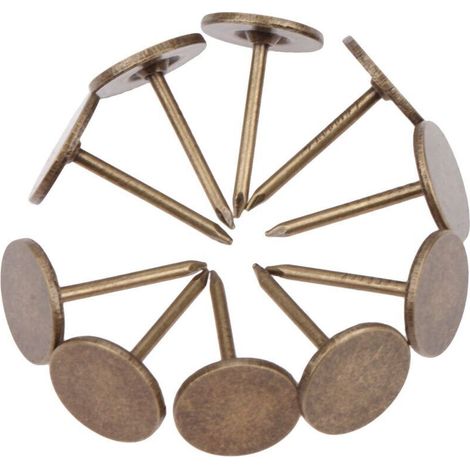 Lot De 100 Clous De Tapissier En Fer À Tête Plate – Dimensions 11x17mm – Finition Bronze Antique Pour Meubles Et Décorations - 100pcs