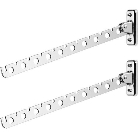 Porte Cintre Mural, Lot De 2 Etendoir Mural Rabattable En Acier Inoxydable Sechoir Linge Mural Rabattable Accroche Murale Vêtement Etendoir Mural Pliable Crochet Cintre Pour Chambre Salon Balcon（37cm）
