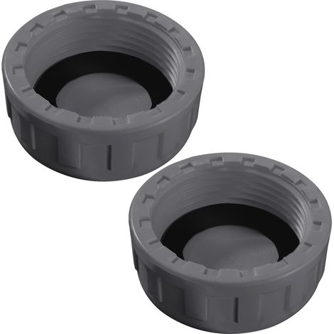 2 Pièces G1-1/4 Bouchon Fileté En Pvc, Siphon Tuyau Bouchon D'Obturation, Connecteur De Tuyau Rond Femelle En Pvc, Avec Rondelle En Caoutchouc, Pour Sceller Les Joints Les Tuyaux Fin, Gris