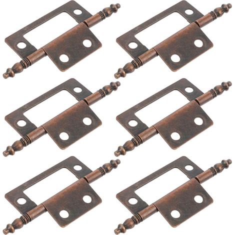 Lot De 6 Sets De Charnières En Fer Rouge Ancien Pour Porte D’armoire, Charnières De Fixation Robustes Pour Meubles, Dispositif De Fermeture De Porte Vintage, Adaptées
