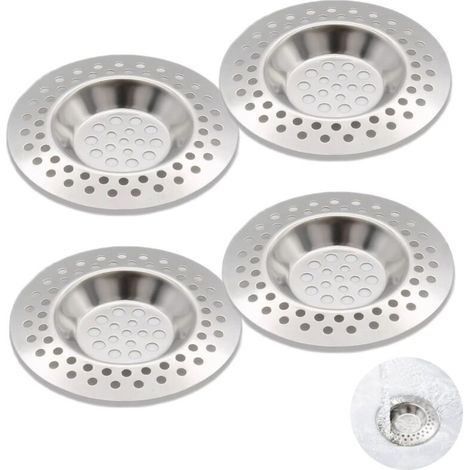 4 Pcs Filtre Évier Cuisine En Acier Inoxydable, Protege Evier Cuisine, Grille Anti-obstruction Pour Évier De Cuisine Et Salle De Bain, Filtre De Vidange, Tamis Crépine À Drain