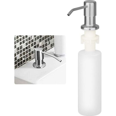 Distributeur Savon Liquide Encastrable Avec Bouteille 300ml, Distributeur Savon De Mousse Evier, Distributeur Liquide Vaisselle Cuisine, Distributeur De Détergent En Acier Inoxydable Pour Bains