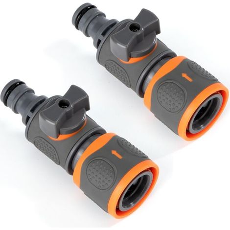 Raccord De Tuyau D'Arrosage 1/2'' Dn15 – Connecteur Rapide En Plastique Abs – Résistant Aux Températures Extrêmes – Lot De 2 Vannes D'Arrêt