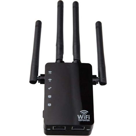 Amplificateur De Signal Wifi Sans Fil Répéteur Amélioré Double Bande 1 200 M Routeur Haute Puissance 2,4 Et 5g (noir， 90x173x70mm