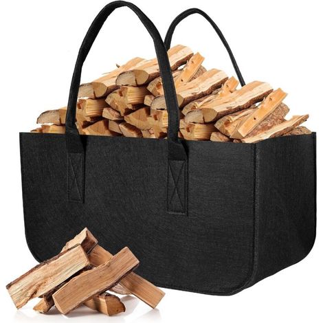 Sac À Bûches Pliable En Feutre – Panier Bois 50x25x25 Cm – Rangement Jouets, Journaux, Vêtements – Pour Intérieur Et Extérieur