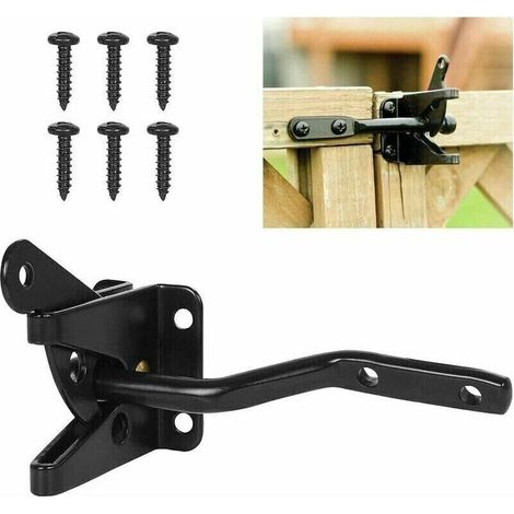 Serrure De Porte Automatique Noire, Serrure De Jardin Automatique, Loquet Avec 6 Vis Pour Terrasse/jardin/portail