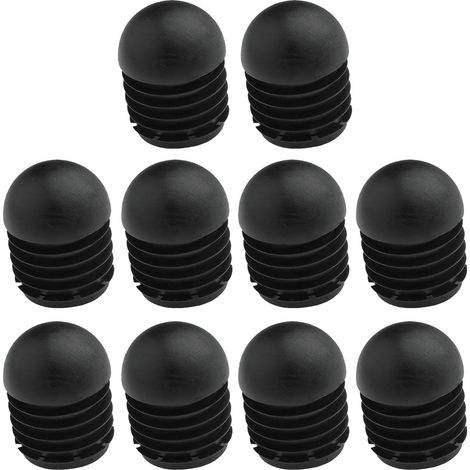 10x Bouchon Tube Chaise Rond Embout Rentrant Antidérapant Noir Pied Meuble Protection, 20mm