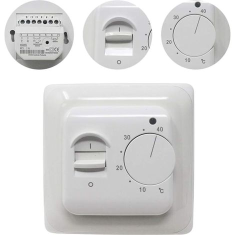 Thermostat D'Ambiance Mécanique Pour Chauffage Au Sol Électrique – Alimentation Ac 230v – Sortie 16a – Plage De Température 5℃ À 40℃