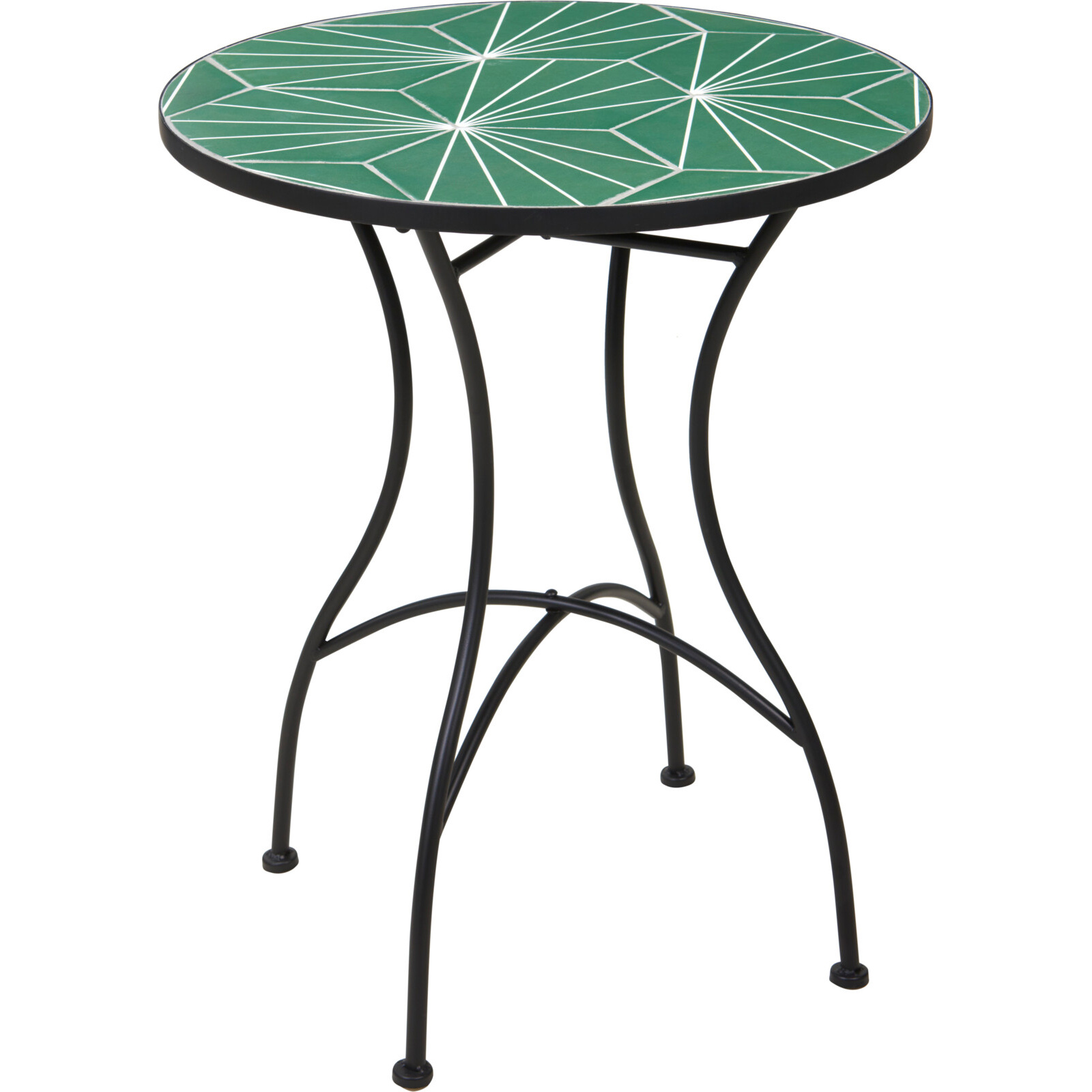 Metall-couchtisch Mit Blattförmigem Mosaik, 60 X 72 Cm, Garten