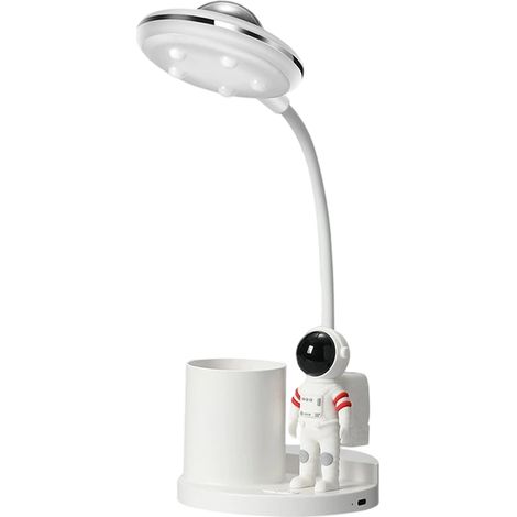 Dirigécette Lampe De Bureau, En Forme D'Astronaute, Est Dotée D'Un Porte-stylo, D'Une Fonction Projecteur Et Est Réglable.