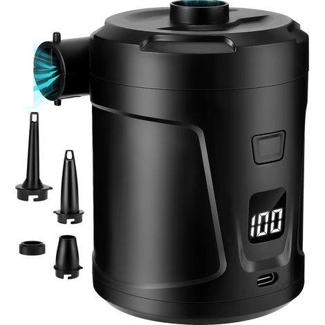 Pompe À Air Électrique, 5200mah Batterie Rechargeable Avec 4 Buses D'Air, Gonfleur Portable, Gonfleur Rapide Pour Bateau Gonflable, Matelas Pneumatique, Pataugeoire, Anneau De Natation