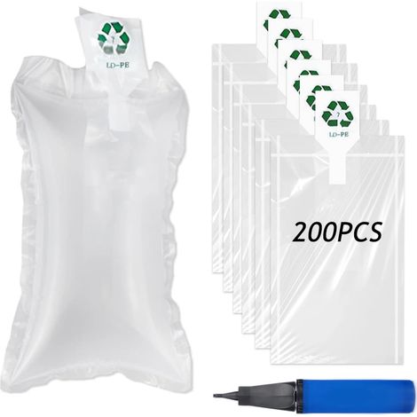 200 Pièces Film De Coussin D'Ai Avec Pompe À Ai, Matéiau De Emplissage Coussins À Bulles Matéiau D'Emballage Pou Lemballage Et Lexpédition