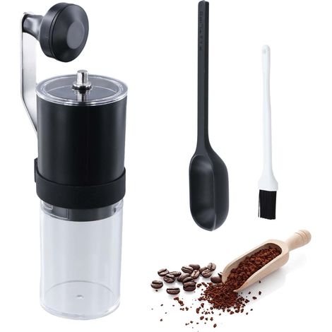 Mini Moulin À Café Manuel, Broyeur Cafe Grain Conique, Portable, Coffee Grinder Avec Brosse De Nettoyage Et Cuillère Pour Bureau, Espresso, Pour Over