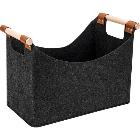 Panier À Bûches En Feutre - Doublure En Feutre - Pliable - Idéal Pour Ranger Sacs De Courses, Bois De Chauffage - Gris