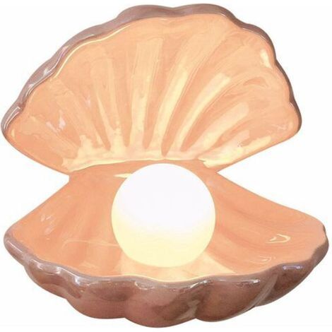 Lampe De Chevet En Céramique Décorative – Design Coquillage Chic – 20,5 X 20,5 X 18 Cm – Éclairage Doux Pour Chambre Et Bureau –
