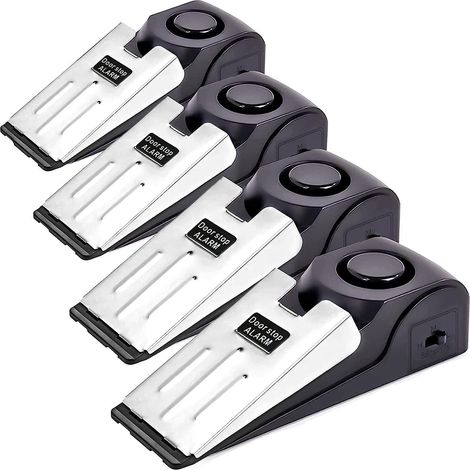 4 Pack Door Stop Alarm 120db Loud Portable Wedge Entrance Alert Anti-theft Burglar Safety Tools For Home Security Apartment House Travel