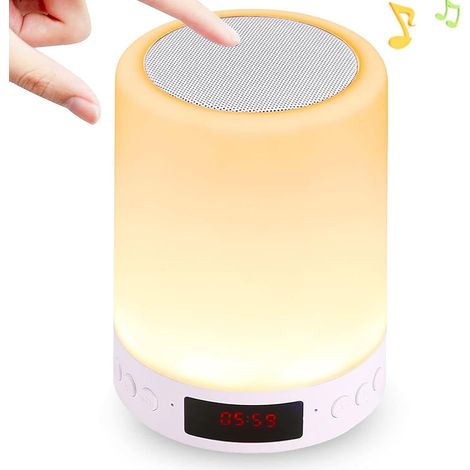 Lampe De Chevet À Écran Tactile Avec Dirigéaffichage De L'Heure, Audio De Bureau Bluetooth