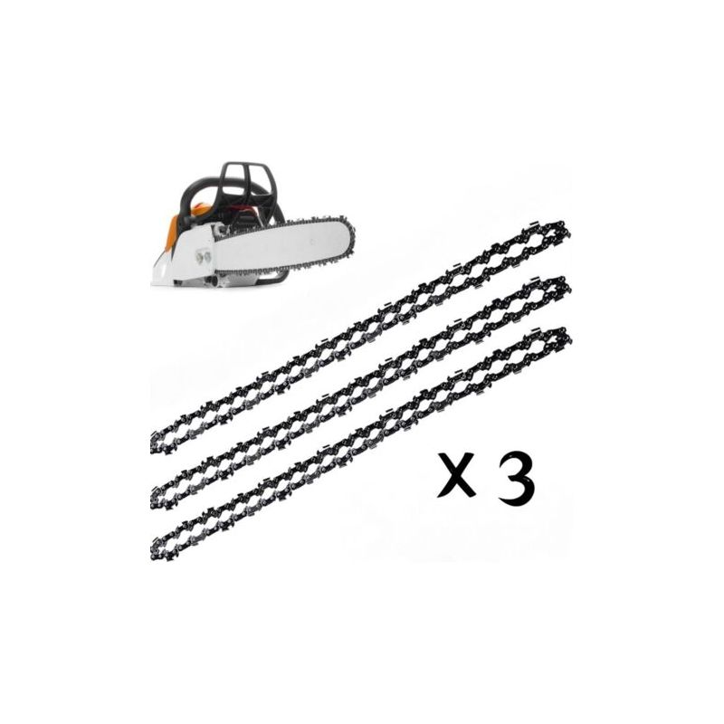 3-teiliges Kettensägenketten-set (20 Zoll) – 76 Glieder – 3,25 Zoll Teilung – Importierter Stahl Für Reibungsloses Und Schnelles Schneiden