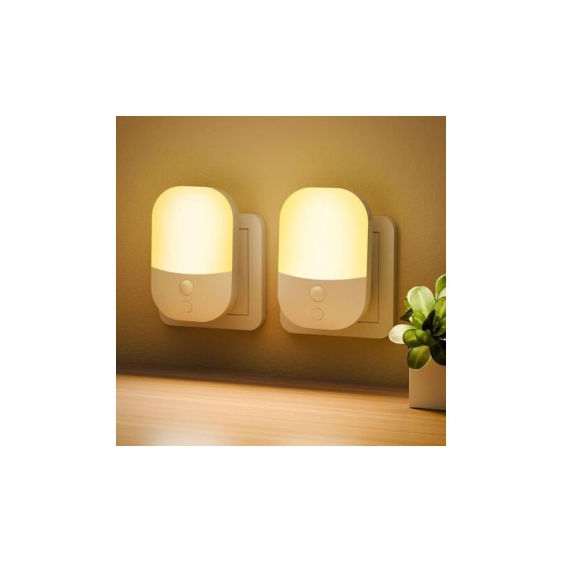 2er-pack Nachtlichter Mit Dämmerungssensor, 5 Helligkeitsstufen, Ein/aus/auto-modus, 3000k Warmweißes Nachtlicht Für Flur, Schlafzimmer, Küche, Wohnzimmer, Badezimmer, 0,3w