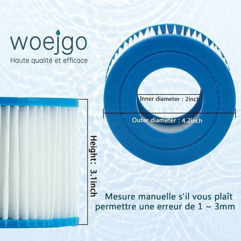 Lot De 4 Cartouches Filtrantes Taille 6 Pour Spa Lay-z-spa – Hauteur 80mm – Diamètre 104mm – Papier Dacron Haute Filtration