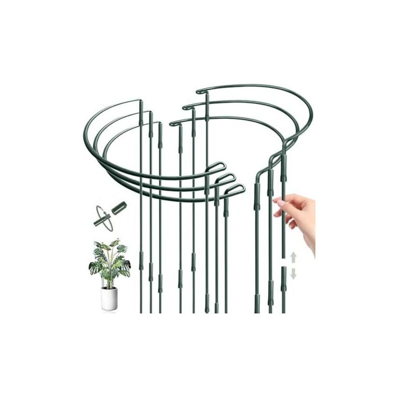 Pfingstrosen-pflanzenstütze, 6 Stück 25 X 60 Cm Halbkreisförmige, Verstellbare Pflanzenstützen, Gartenstützringe Für Pfingstrosen, Hortensien, Rosen, Gemüse, Tomaten -
