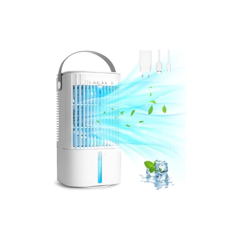 Tragbare Klimaanlage, Leise, Mit 900-ml-wassertank, 3 Geschwindigkeitsstufen, 7 Led-leuchten, 2 Nebelmodi, 2/4-stunden-timer, Für Zuhause Und Büro.