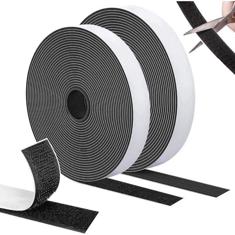 Extra Starkes Doppelseitiges Klettband, Schwarz, Ideal Für Bilderrahmen, Fenster, Fliegengitter Und Heimwerkerprojekte, 10 M X 20 Mm
